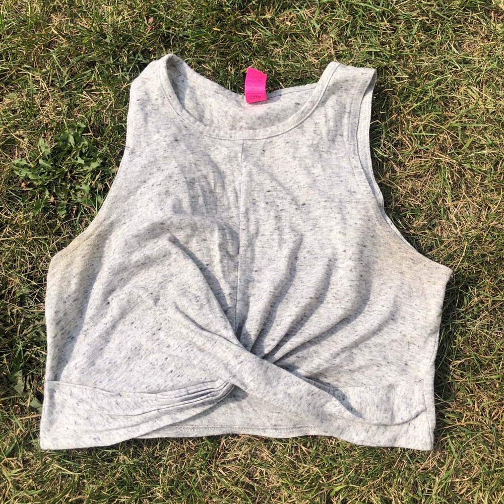 La SENZA Light Grey Twist-Front Crop Tank